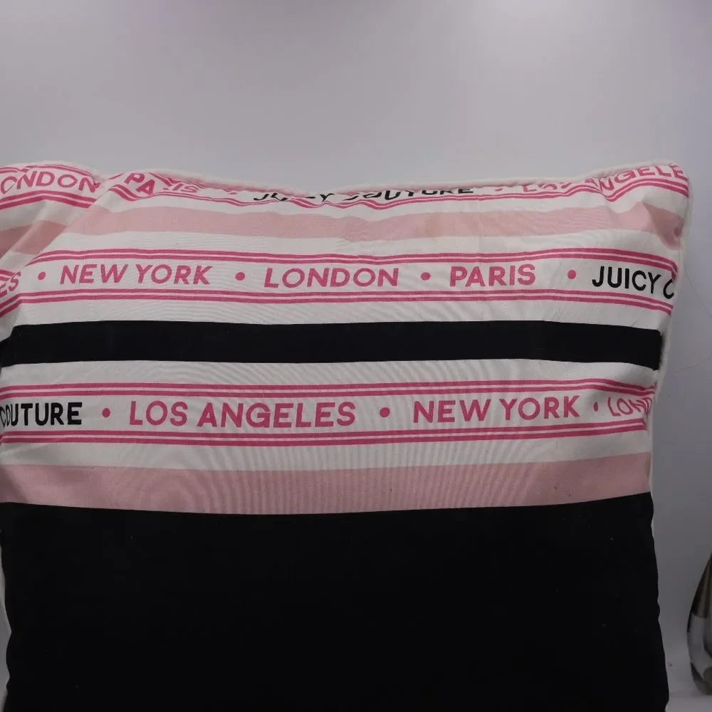 Juicy Couture Square Throw Pillow Pink & Black